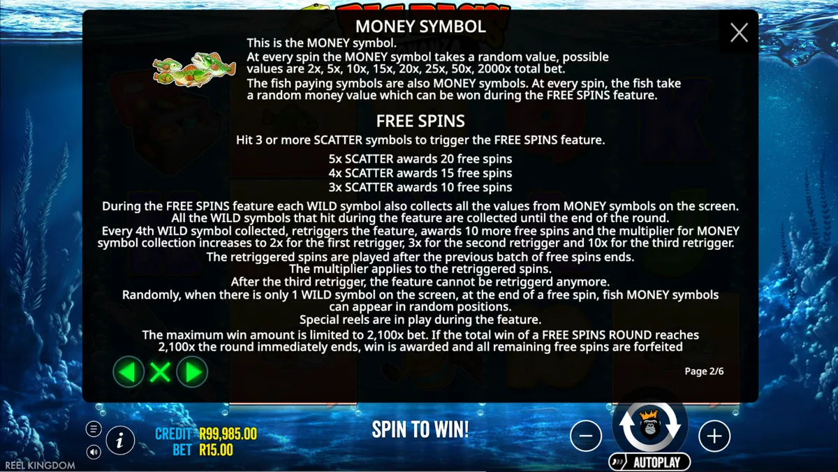Big Bass Bonanza paytable and symbols